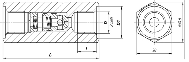 Габариты клапана КЛ10.3-M2 Габаритыне размеры клапана КЛ10.3-M2